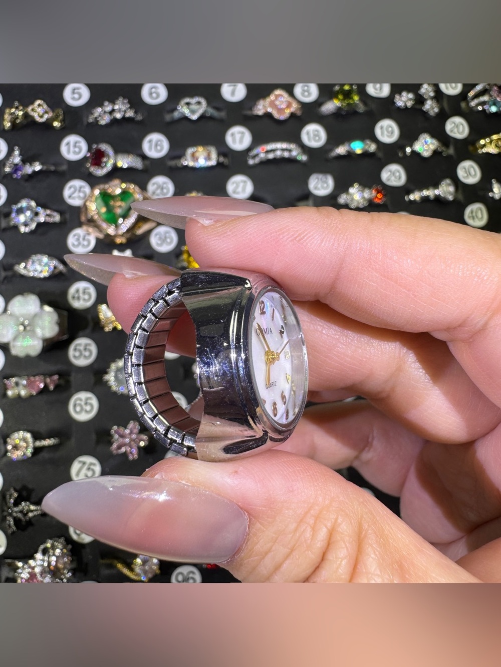 Silver Tone Quartz Ring Watch Face with White Dial - Picture 3 of 4